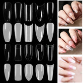 500pcs Long Coffin Stiletto French Fake Nails Kit Clear Half Full Cover Artificial False Nail Art Tips Set Kit With Glue